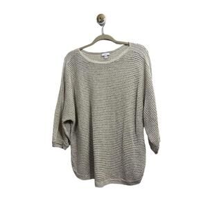 J Jill Sweater Womens Size Large Pullover Loose Fit Knit 3/4 Sleeves Round Neck